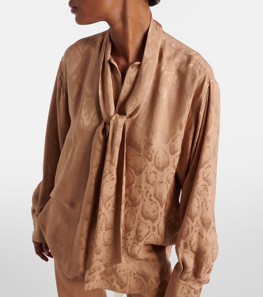 Leopard-print silk-blend jacquard blouse