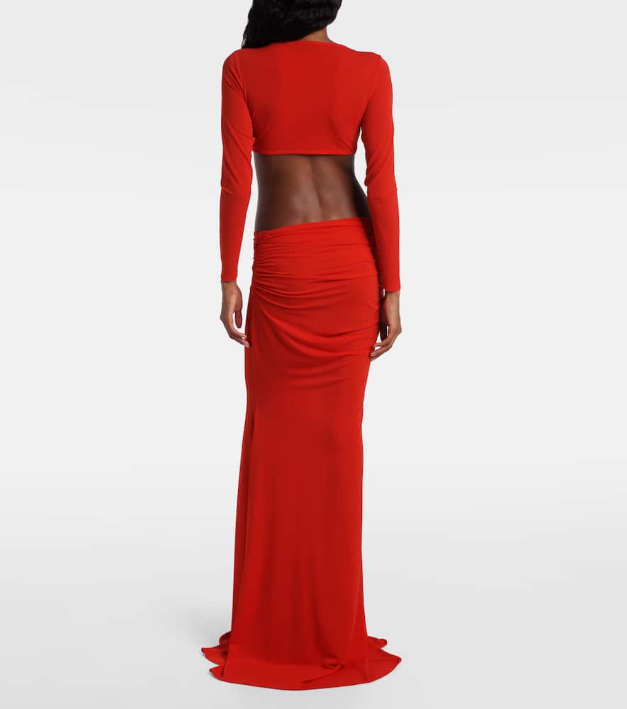 Gathered crêpe jersey gown