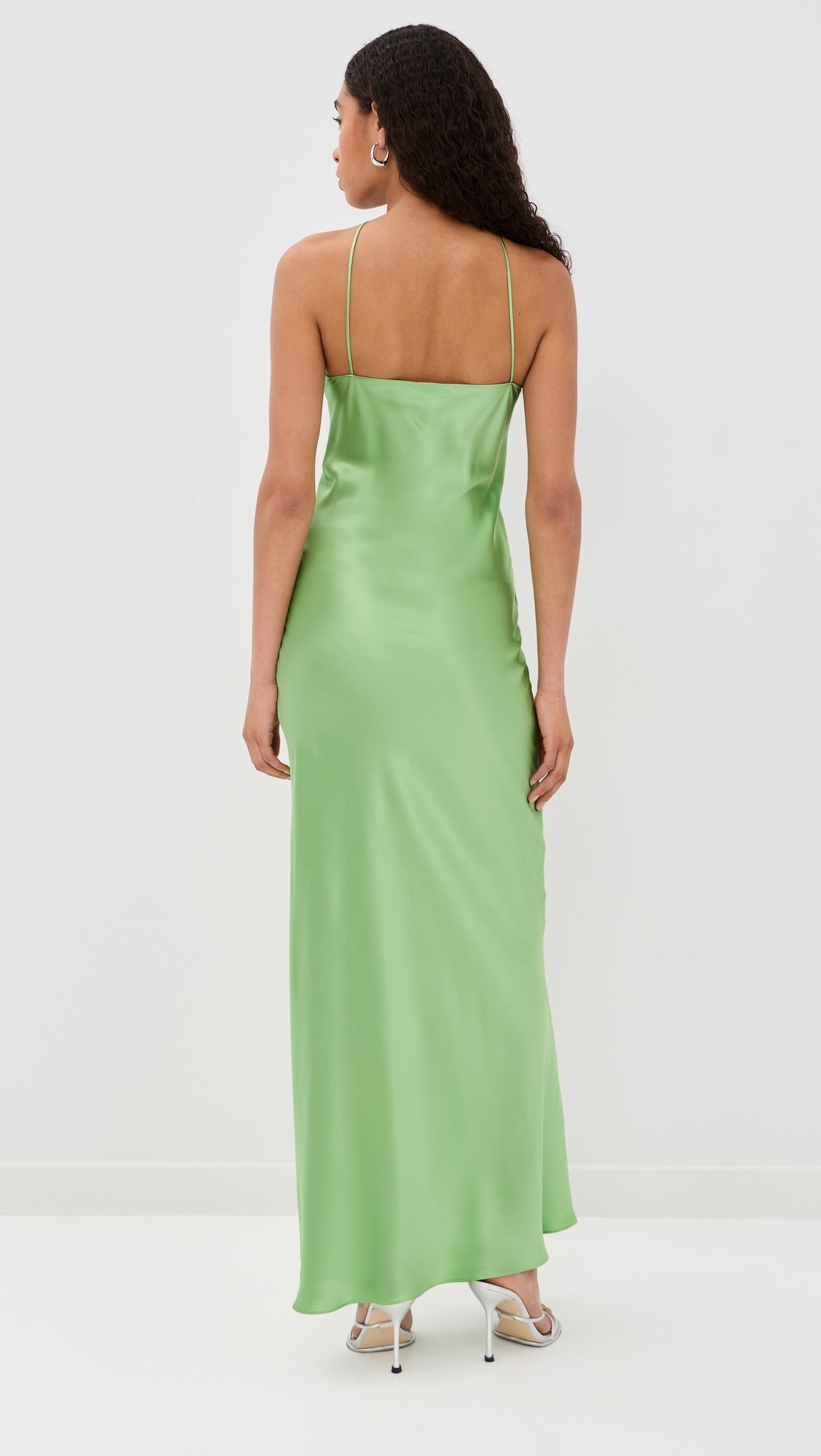 Silk Bias Halter Dress Green