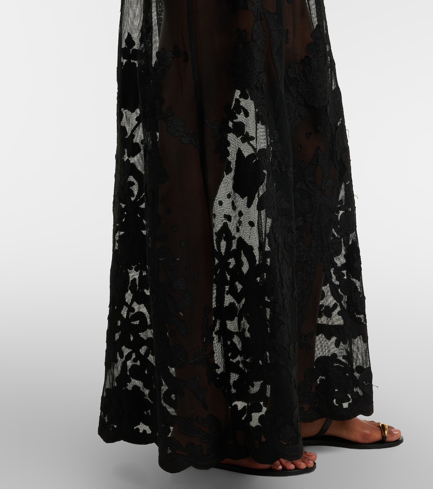 Embroidered sheer cotton maxi dress