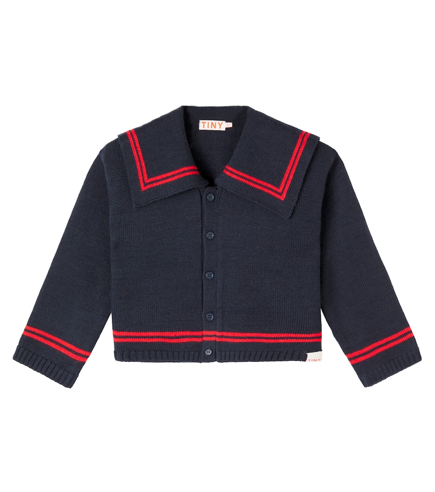 Tiny striped wool-blend cardigan