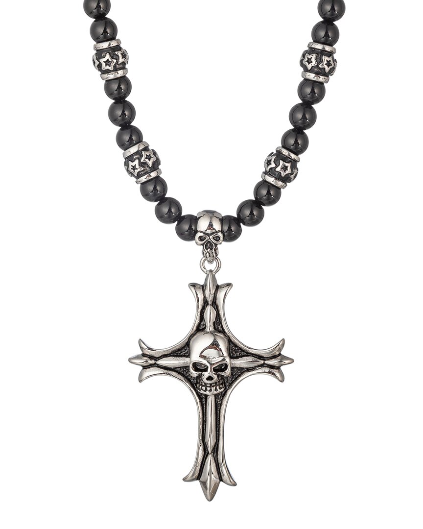 The Bold Collection Agate Cross & Skull Pendant Necklace