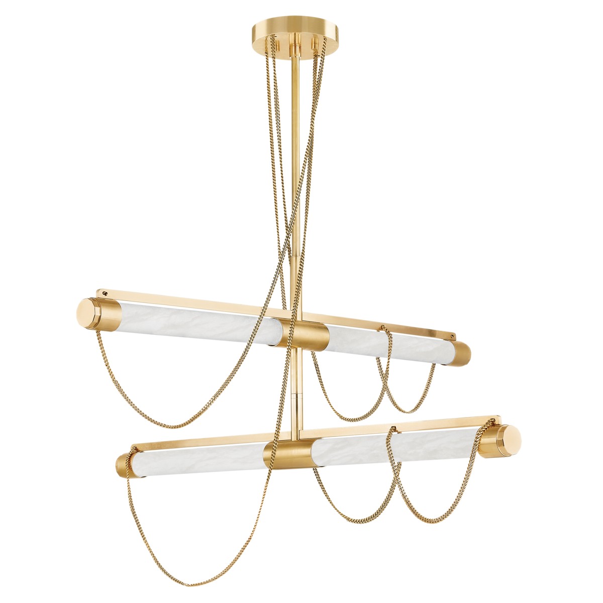 Vintage Brass LED Chandelier from the Lariat Collection