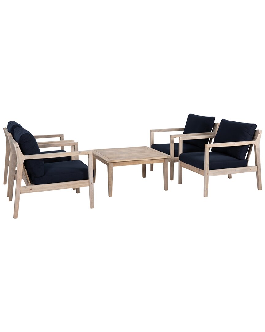 Teagon 5pc Blue Nat Side Chair & Table Set