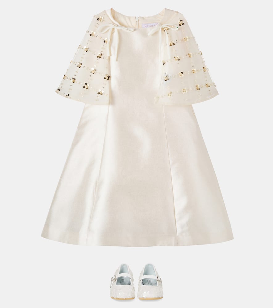 Caped sequined satin dress