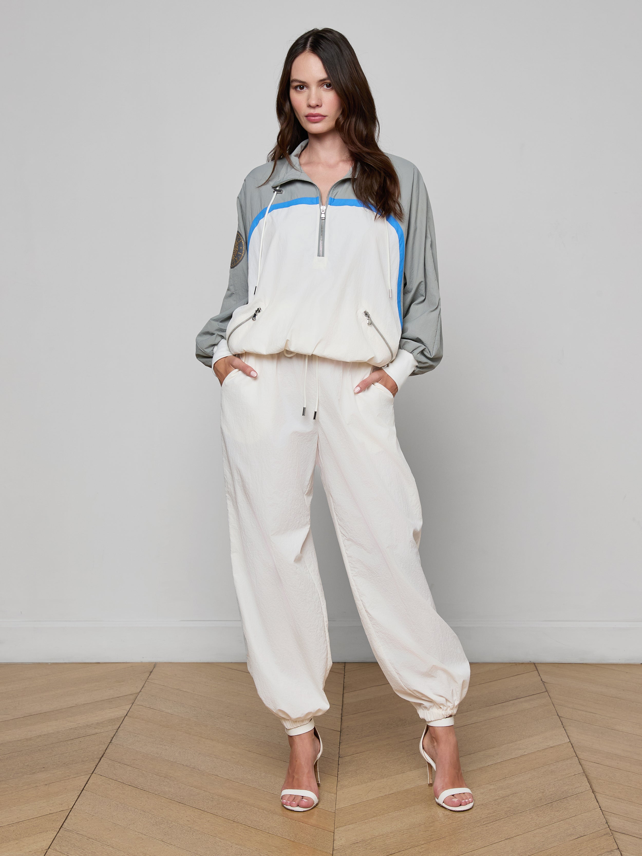 Aurelia Windbreaker In Light Grey/regatta Blue/ivory