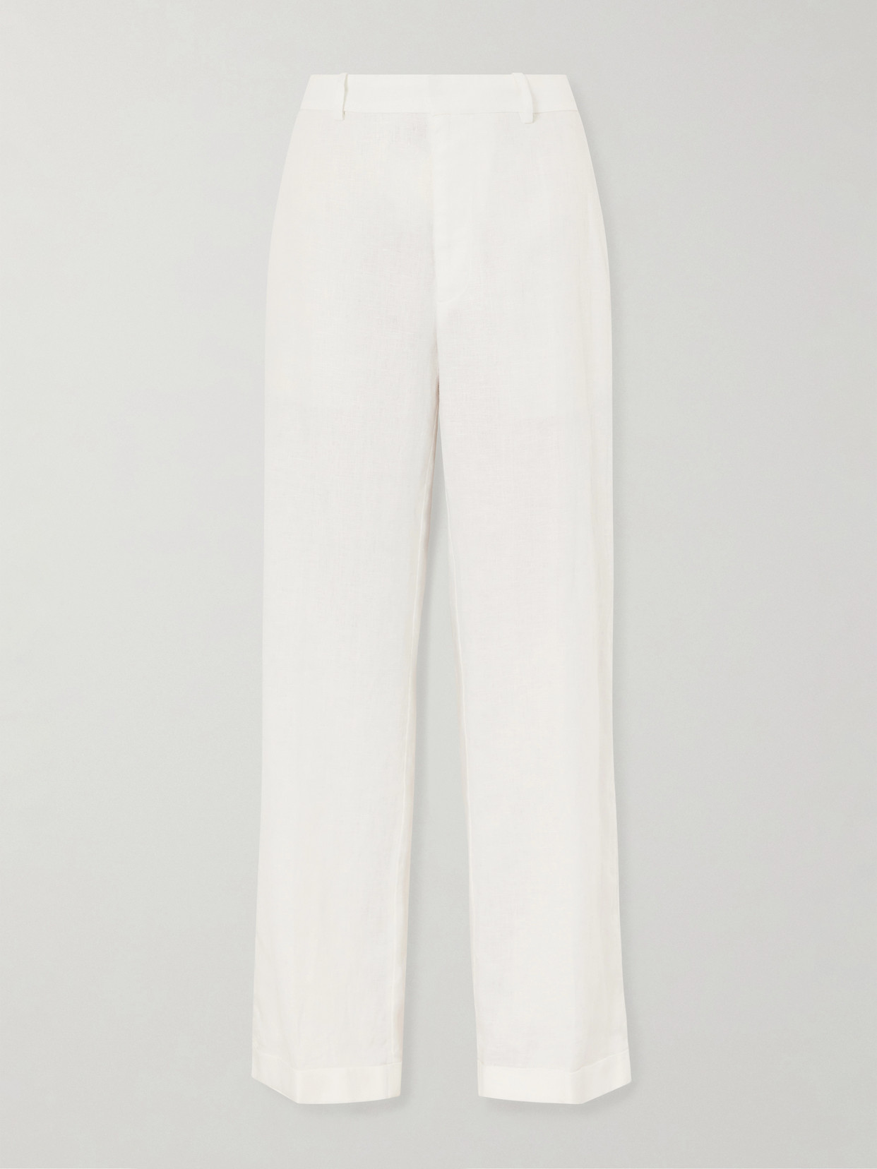 Pleated Linen Straight-leg Pants - White