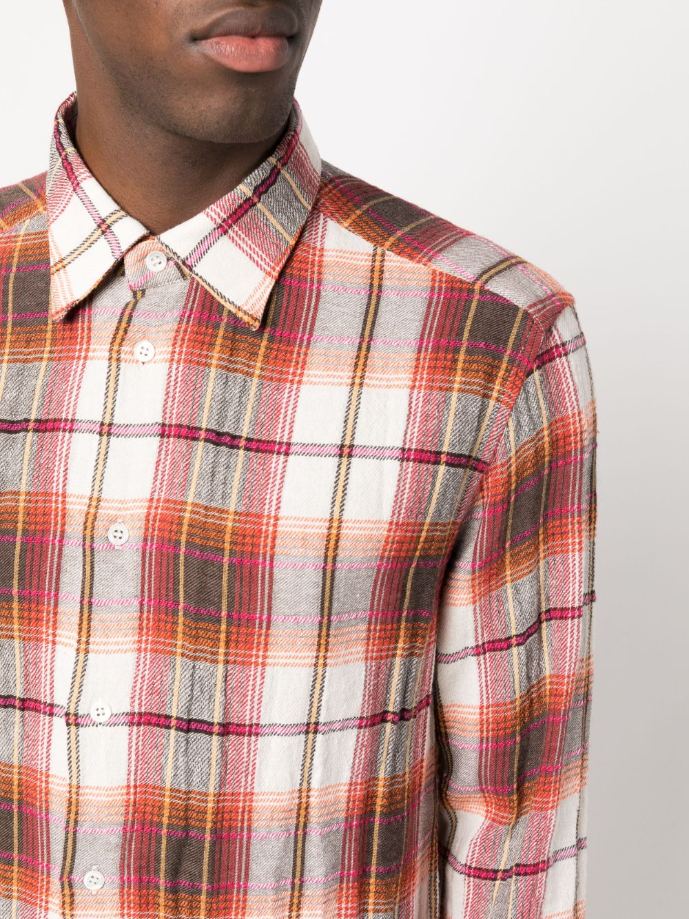 - Check Print Cotton Blend Shirt
