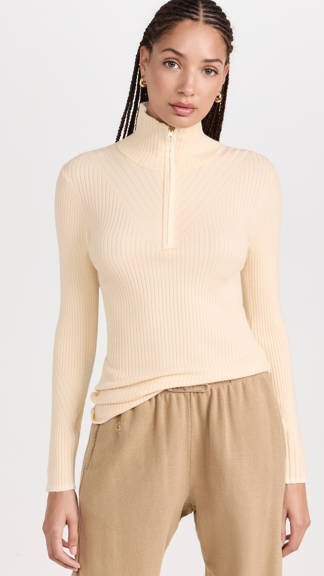 Demi Half Zip Knit Pullover Whitecap Grey