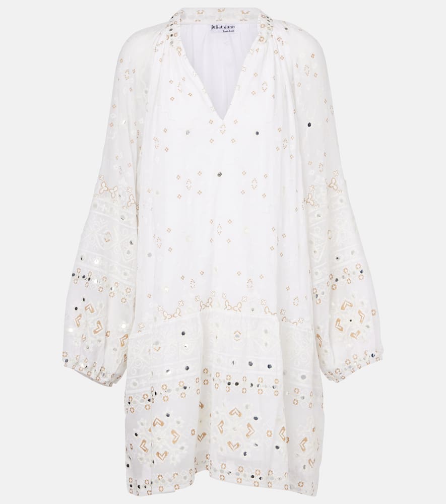 Juliet Dunn Embroidered cotton minidress