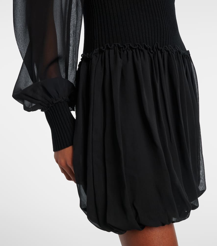 Ribbed-knit wool and silk minidress