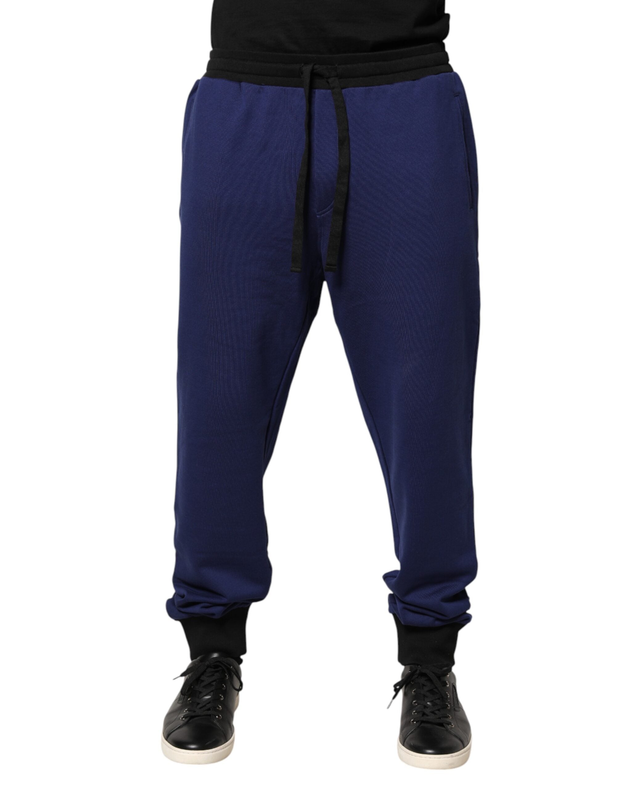 Cotton Mid-Waist Joggers — Blue