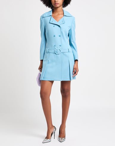 Woman Mini dress Light blue Size 8 Polyester, Virgin Wool, Elastane