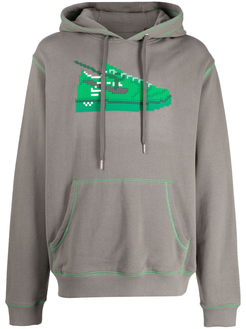 Sneaker-print cotton hoodie - Brown