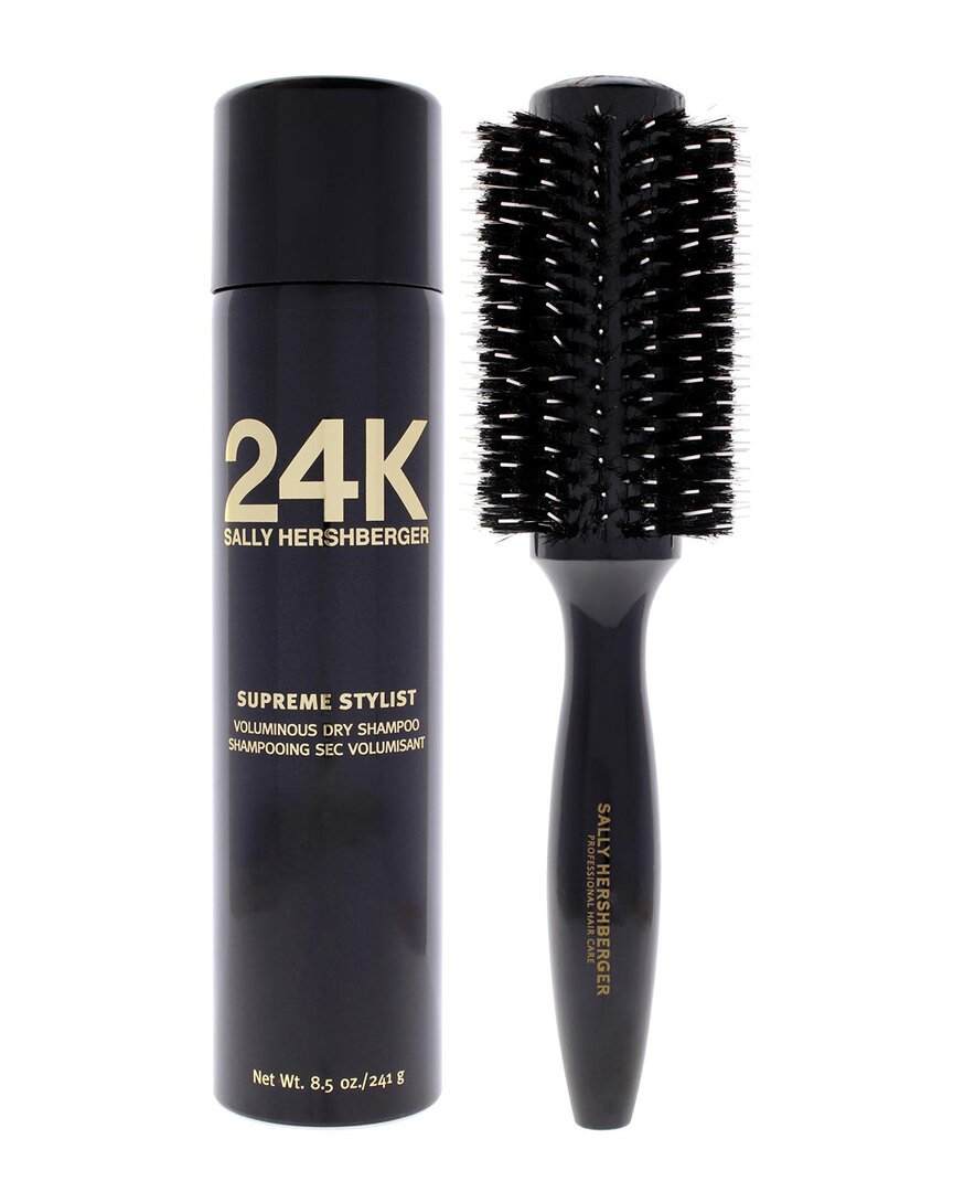 Unisex 2Pc 24K Volumizing Dry Shampoo & Large Round Brush  Kit