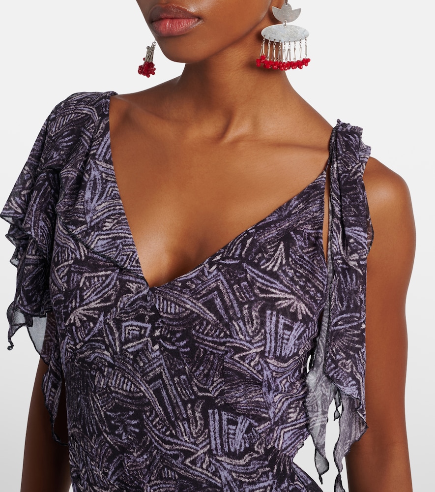 Tylena printed silk georgette ruffled midi dress