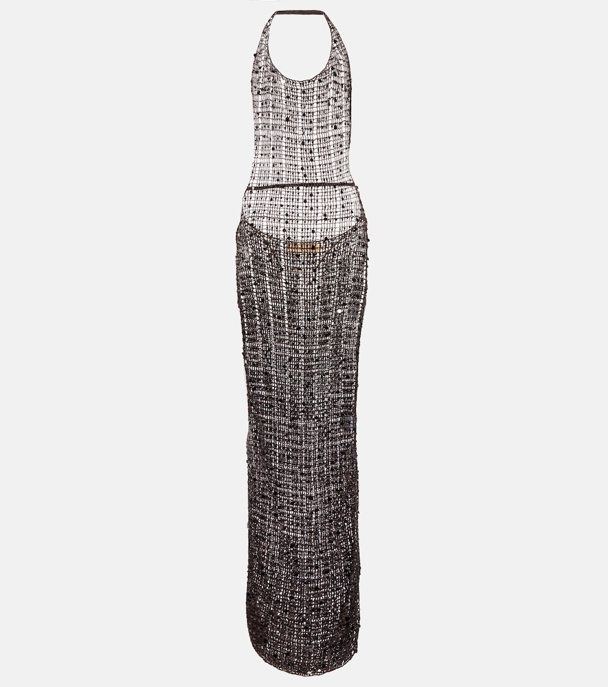 Aya Muse Cutout sequined maxi dress