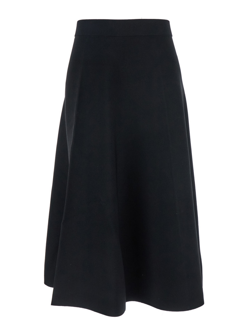 Black Solid Midi Skirt