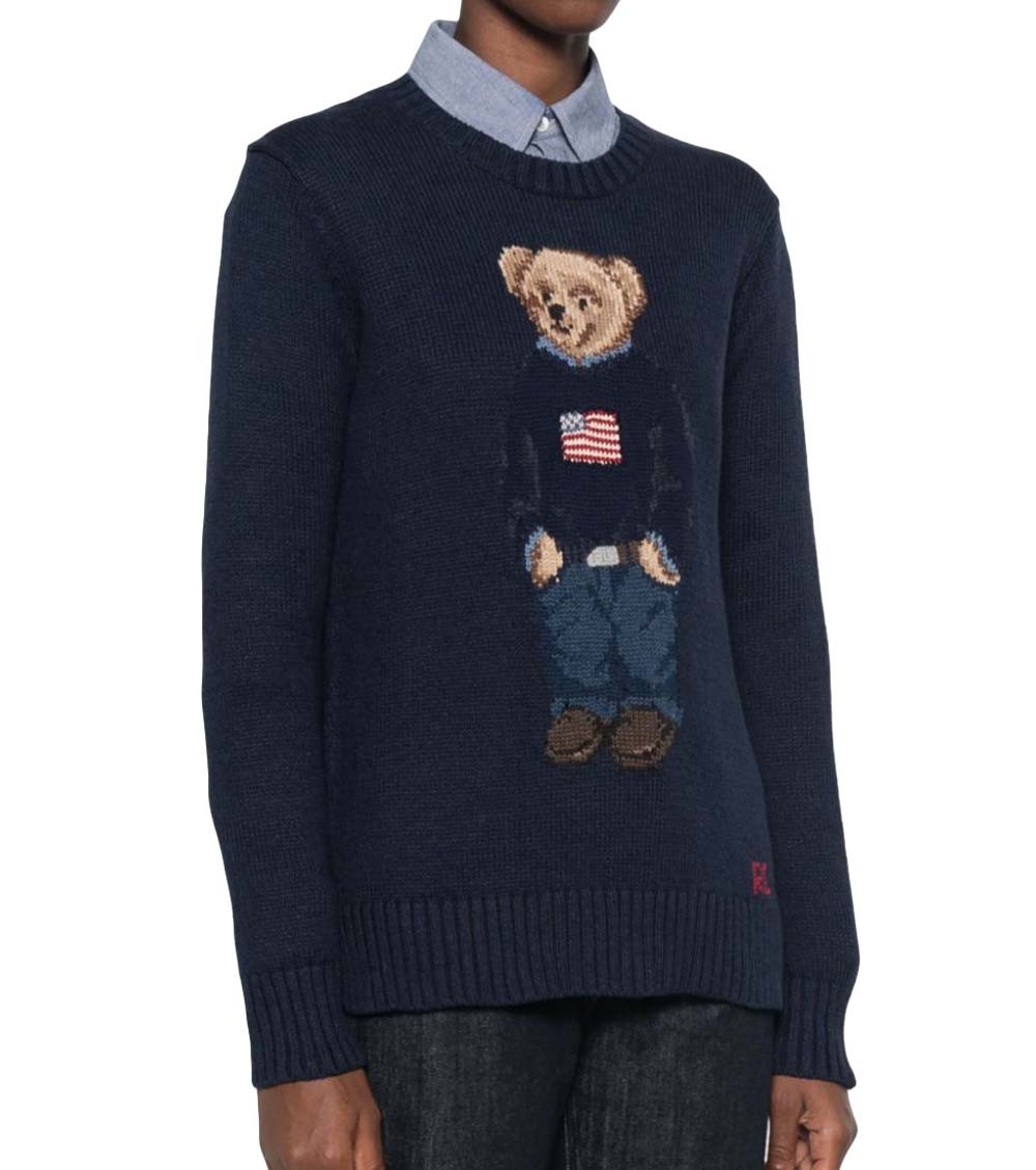 Navy Graphic Crew Neck Sweater