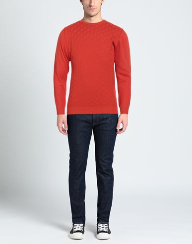 Man Sweater Orange Size XL Viscose, Nylon