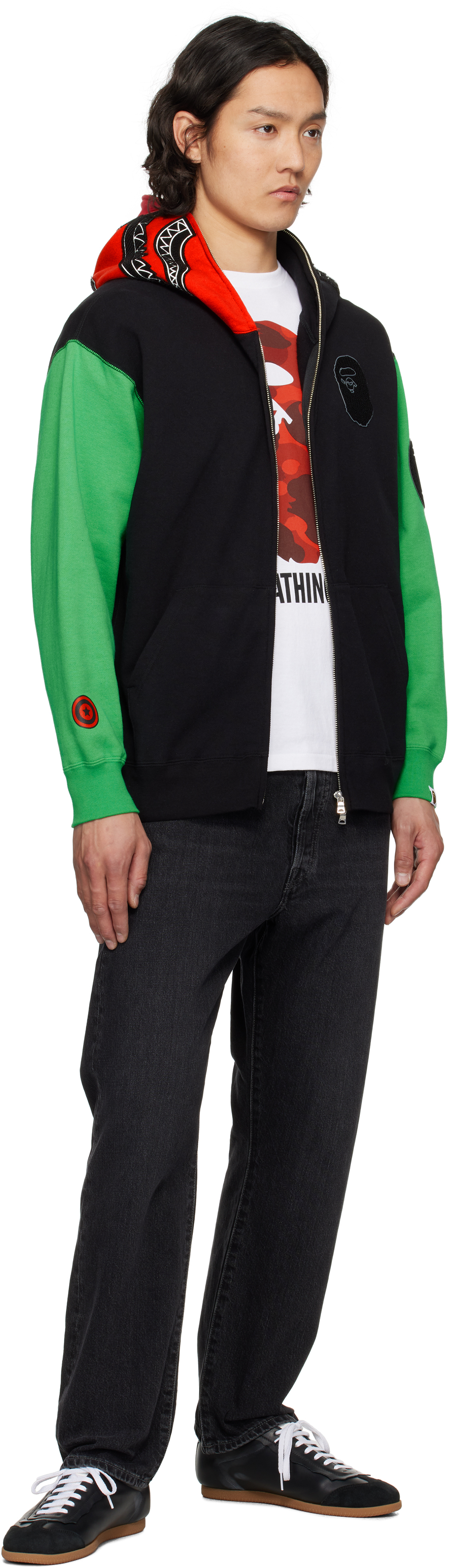 Black & Green United Arab Emirates Shark Full Zip Hoodie