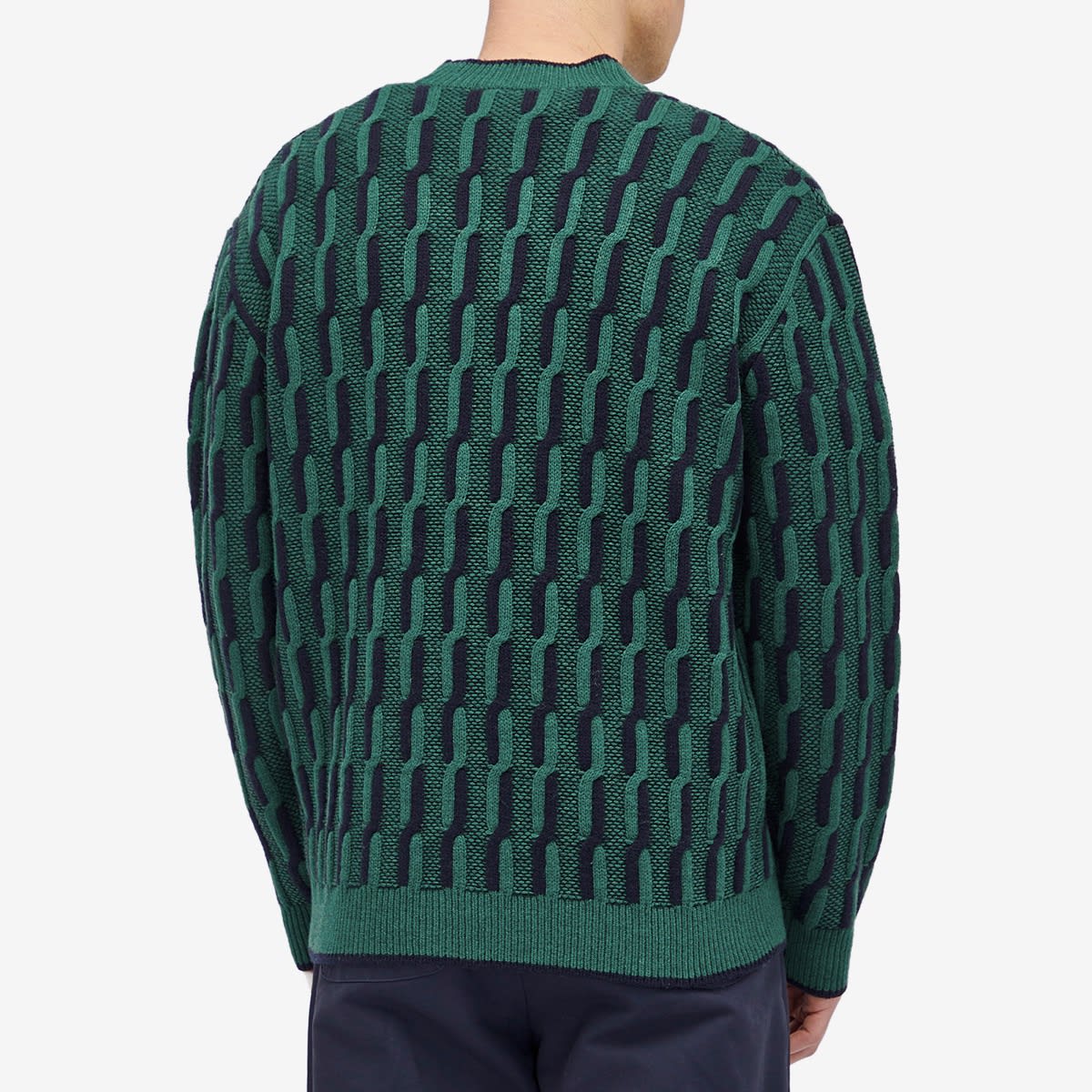 Men's Geometric Cardigan in Dark Green