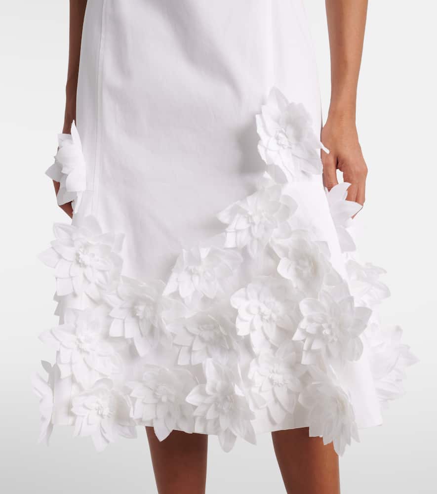 Bella floral-appliqué cotton midi dress