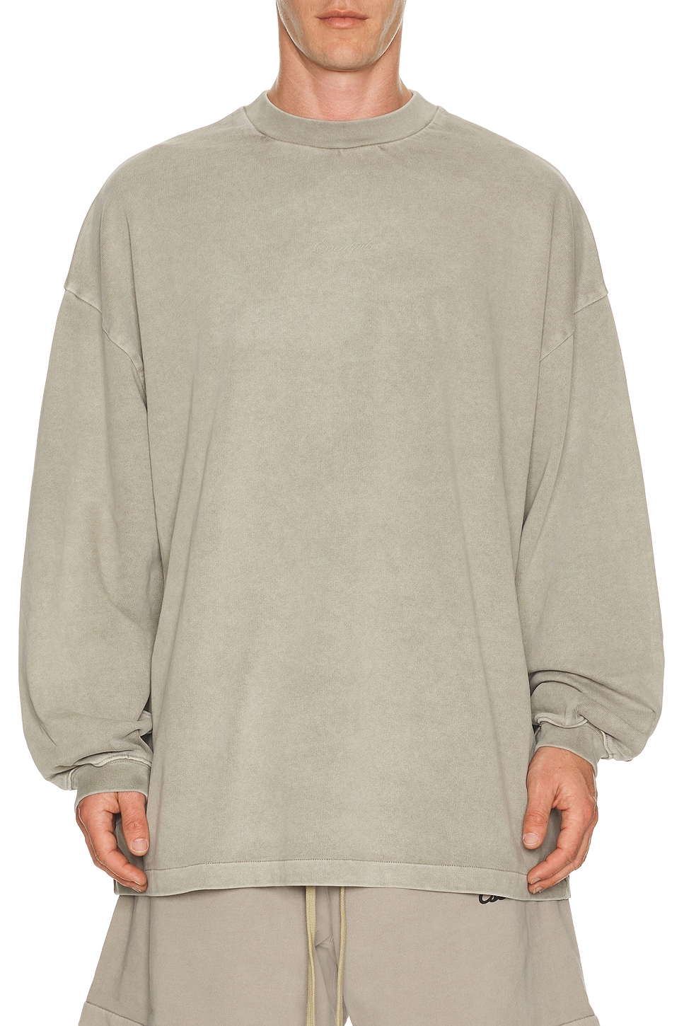 Fear of God ESSENTIALS Signature 90's Long Sleeve Tee in Faded Seal - Neutral. L also in M, S, XL/1X, XS, XXL/2X, XXXL/3X