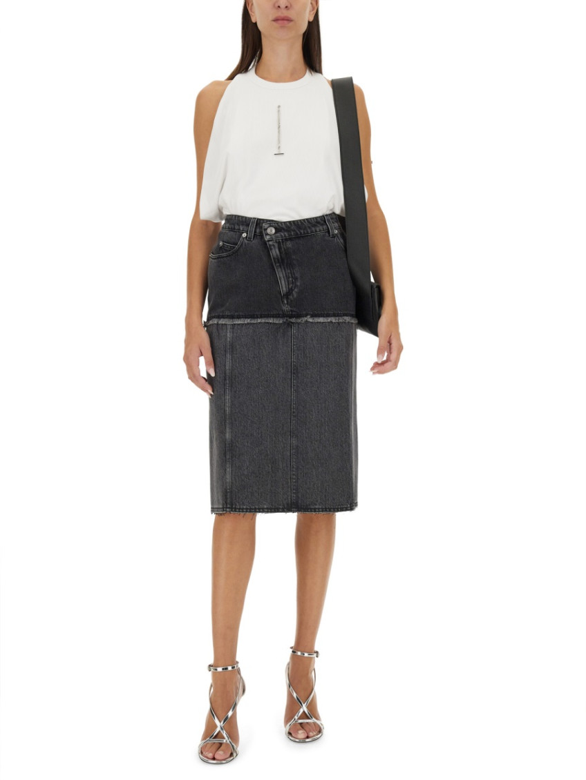 Black Solid Midi Skirt