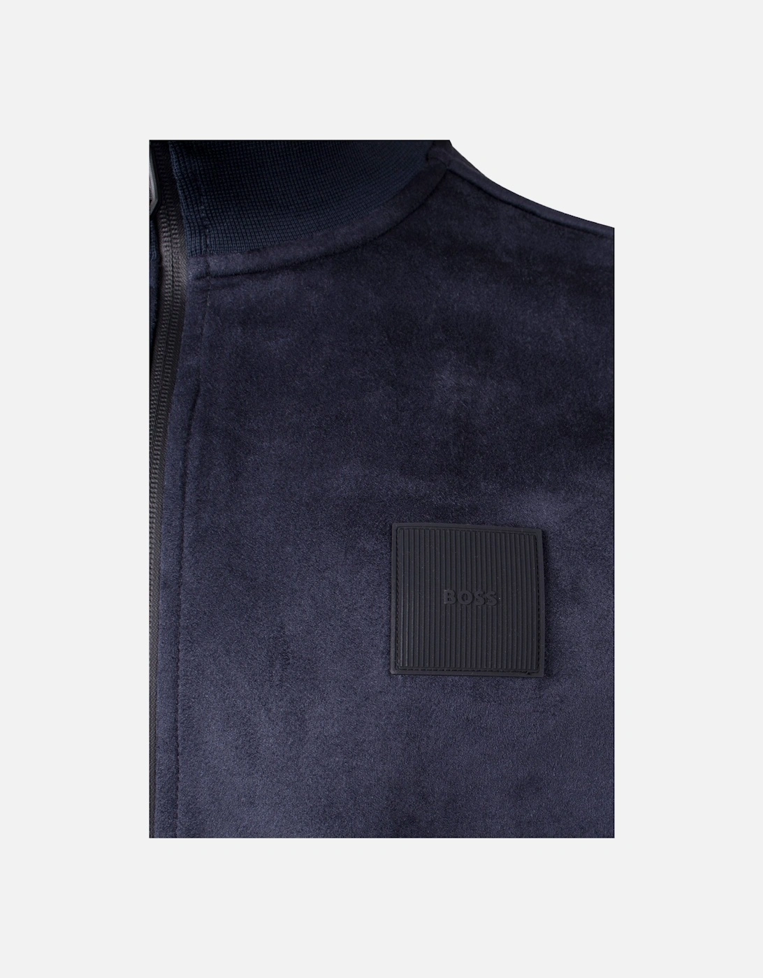 Men's Boss Sutton Suede Full Zip Jacket Dark Blue - Size: 44