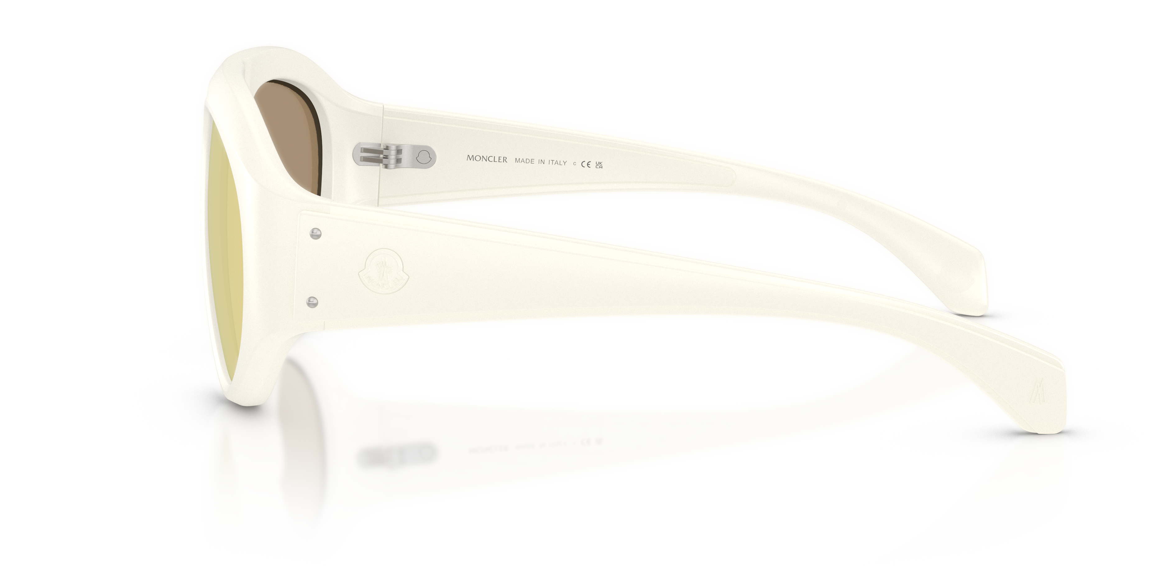 Moncler Unisex Moncler ME8014U ZYRA 50367J Gafas de sol Inyectado Blanco Marrón Piloto Espejo