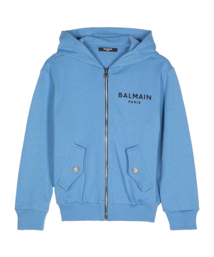 Logo print cotton zip-up hoodie