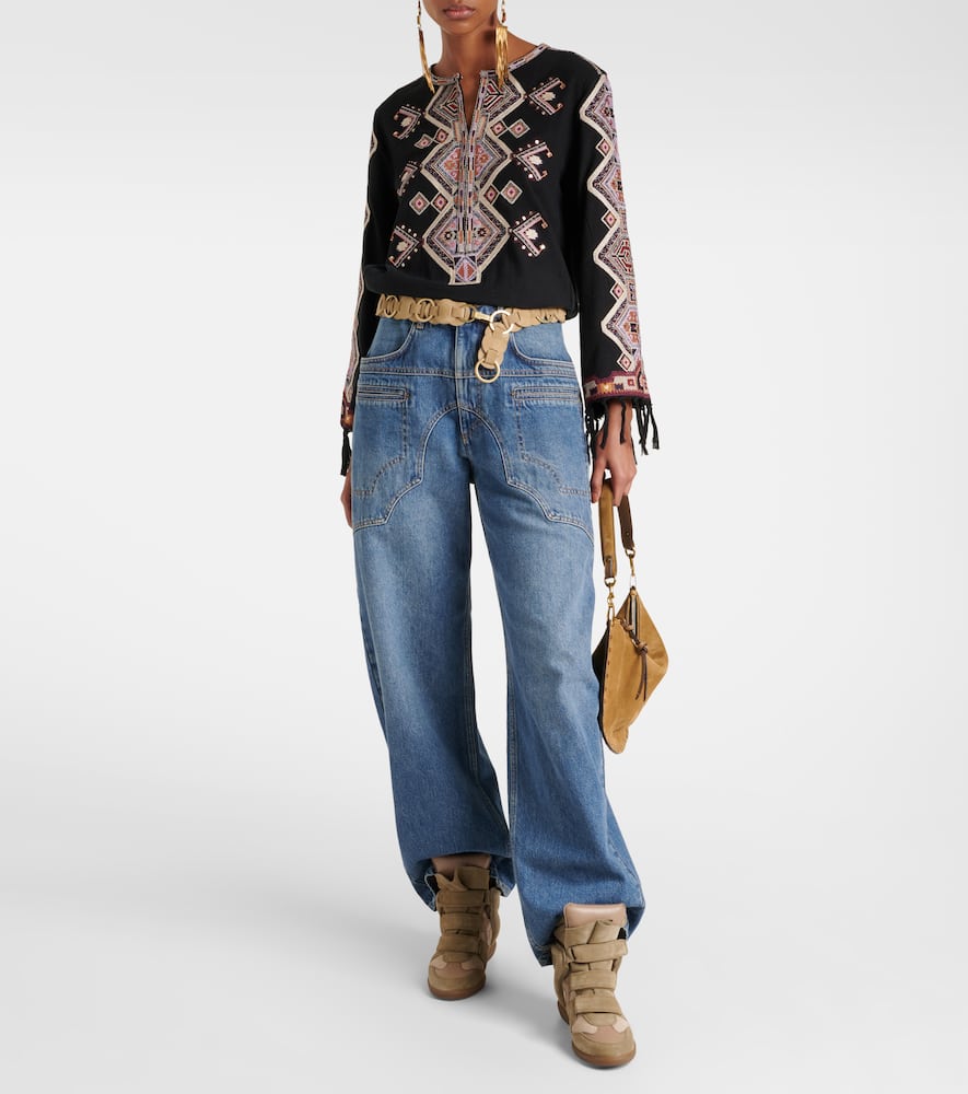 Isabel Marant Bekett leather and suede wedge sneakers
