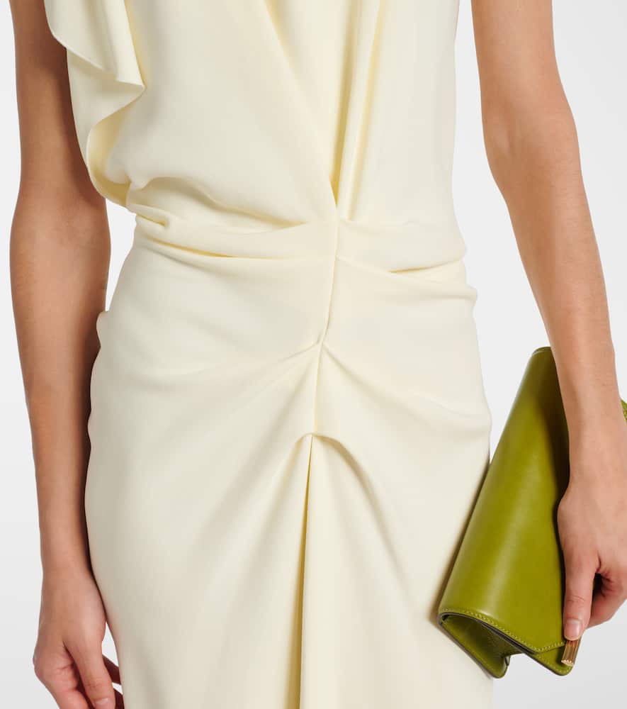 Gathered satin crepe midi dress