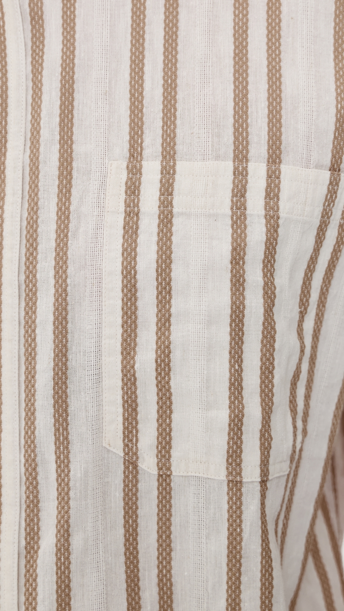 Textured Dobby Stripe Shirt Tinted White/Khaki