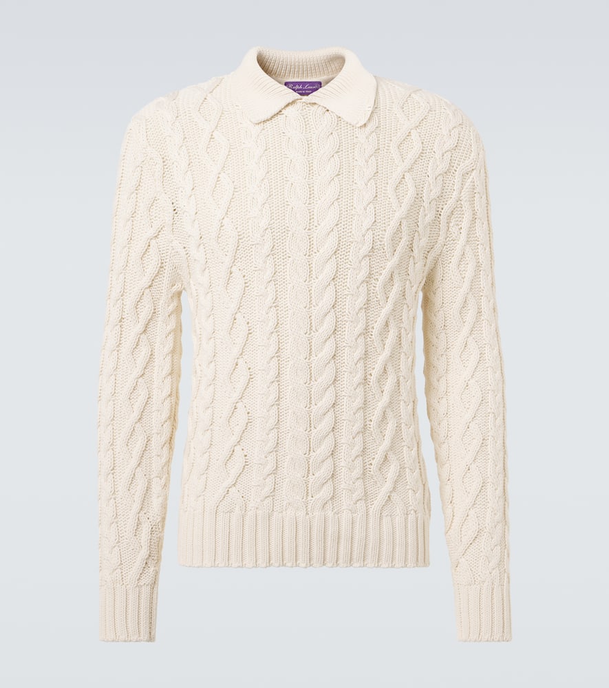 Cable-knit cotton-blend sweater