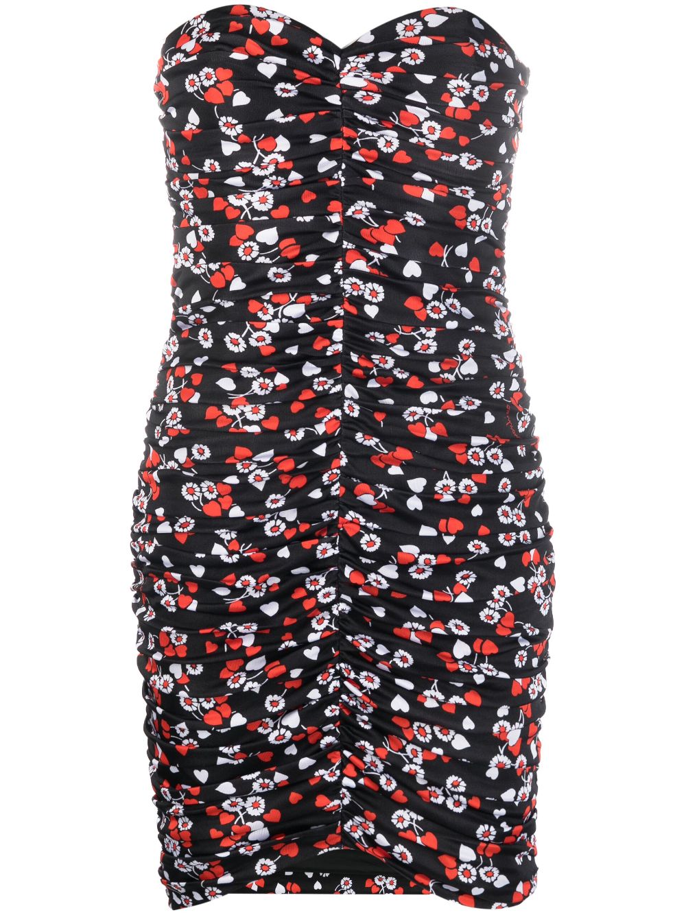 Floral-print strapless minidress - Black