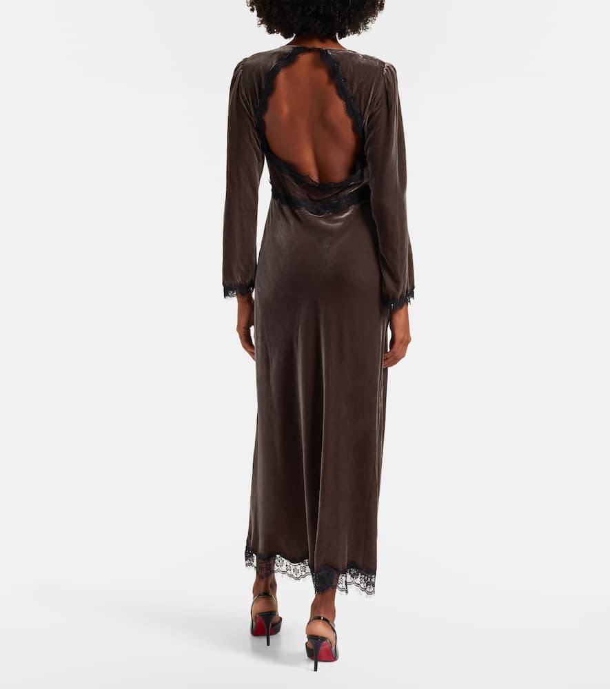 Alesha lace-trimmed velvet maxi dress