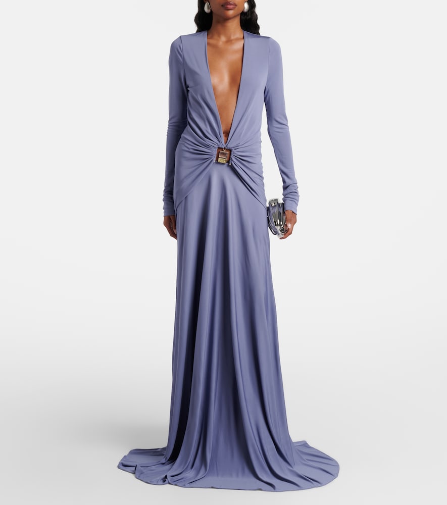 Bezel Quartz embellished maxi dress