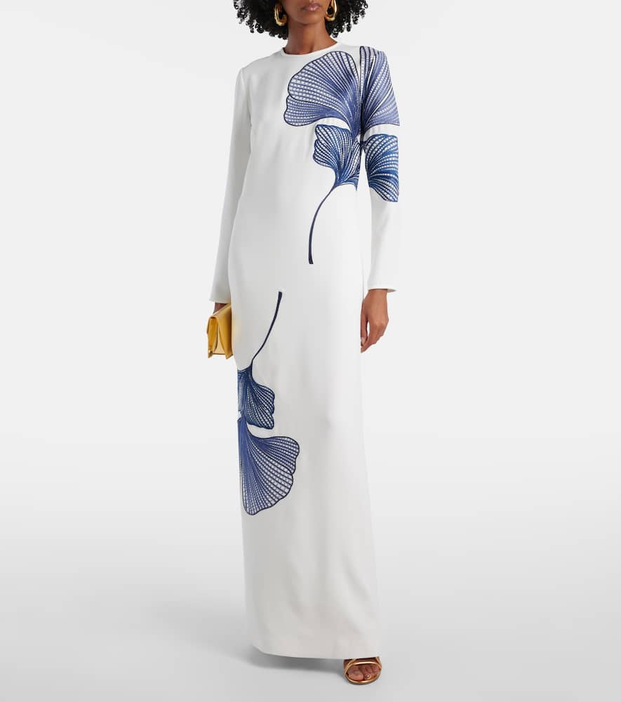 Austie embroidered crêpe gown