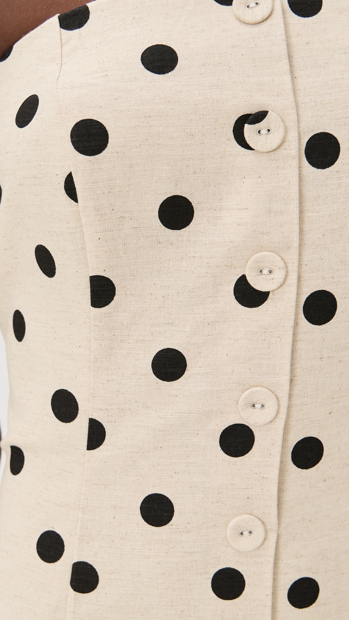 Endless rose Polka Dot Linen Strapless Dress Sand/Black