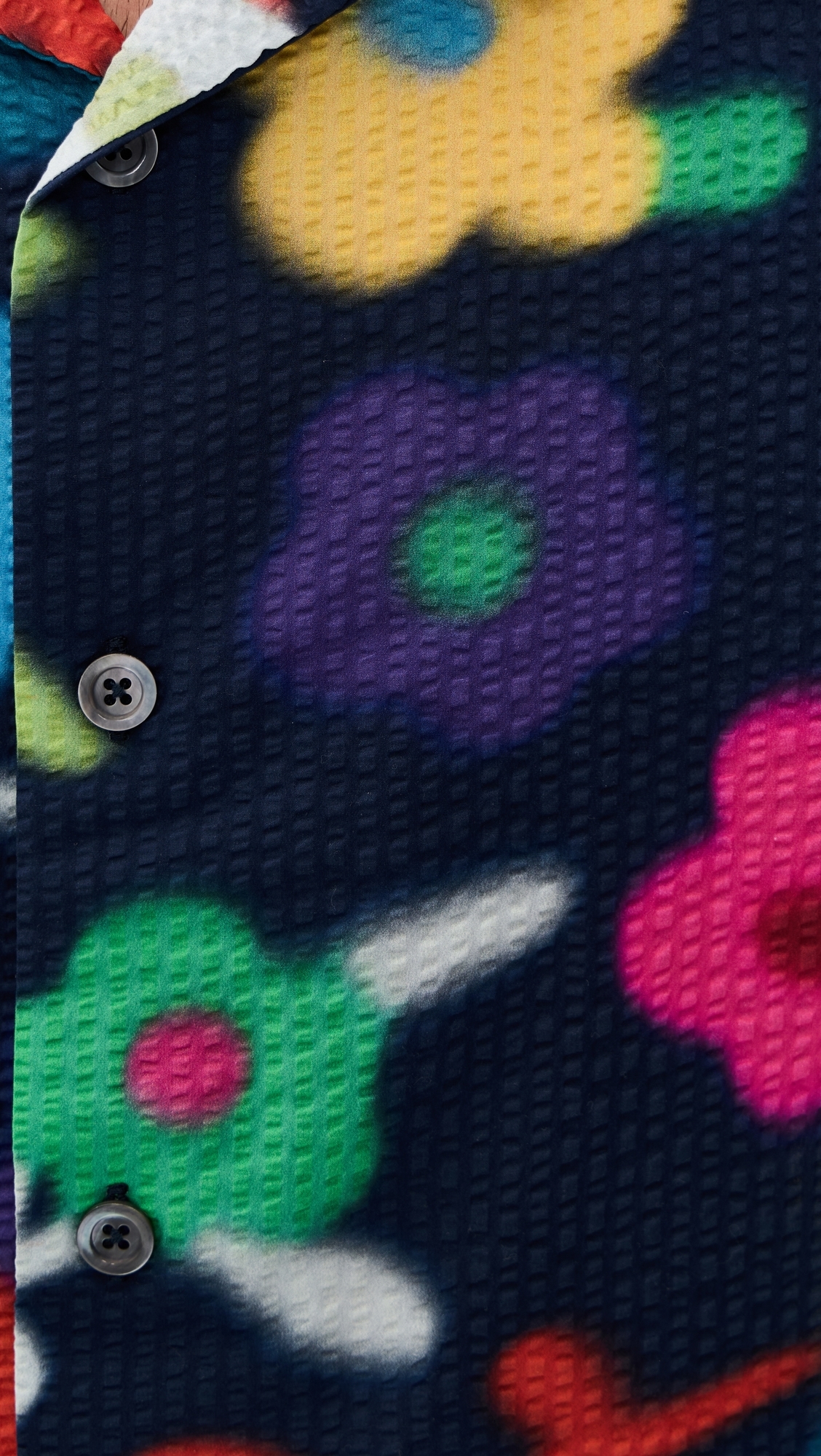 Trippy Flowers Seersucker Printed Cocktail Shirt Space