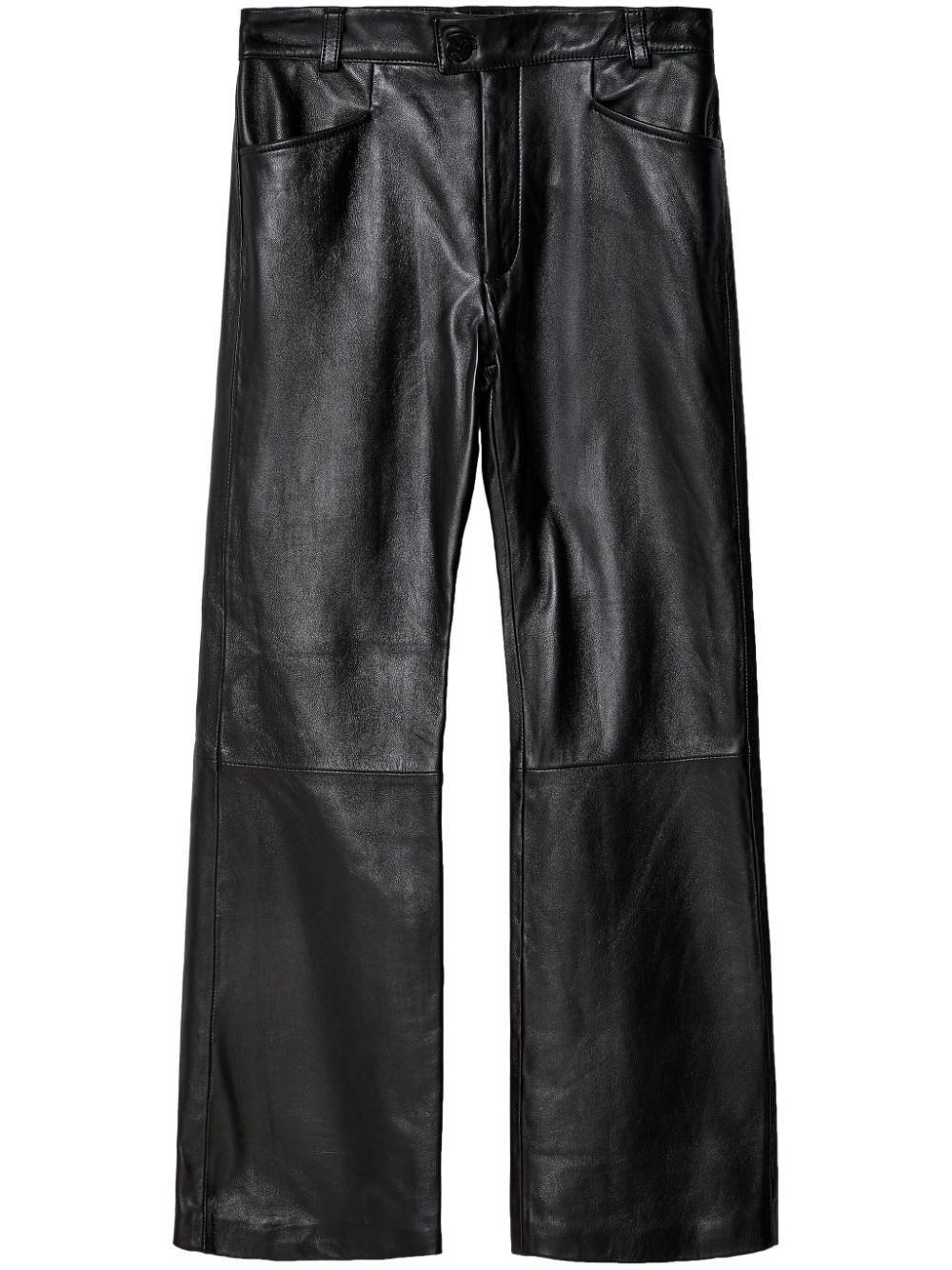 Leather flare-leg trousers - Black