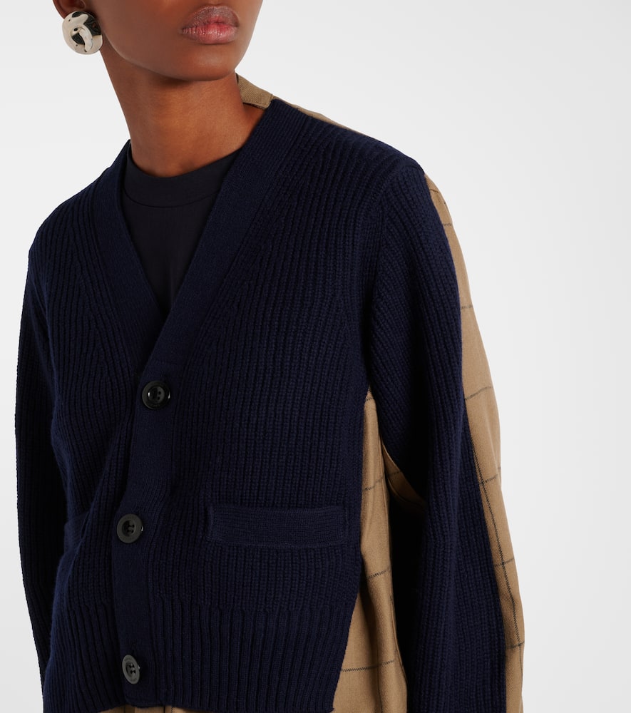 Layered wool-blend cardigan