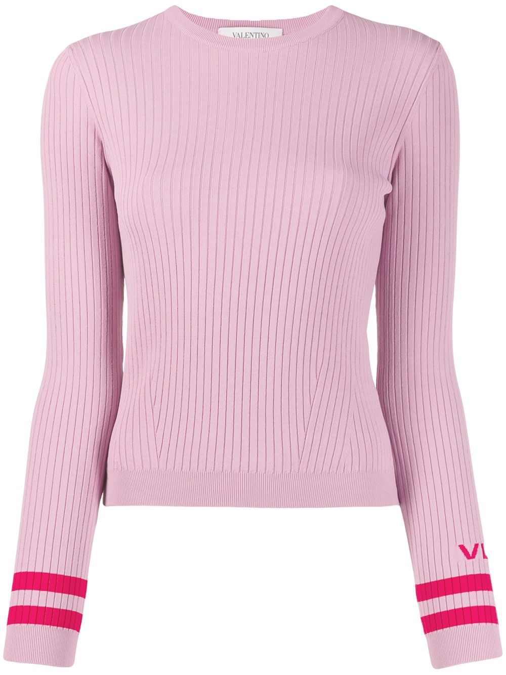 Ribbed crew neck VLTN jumper - Pink