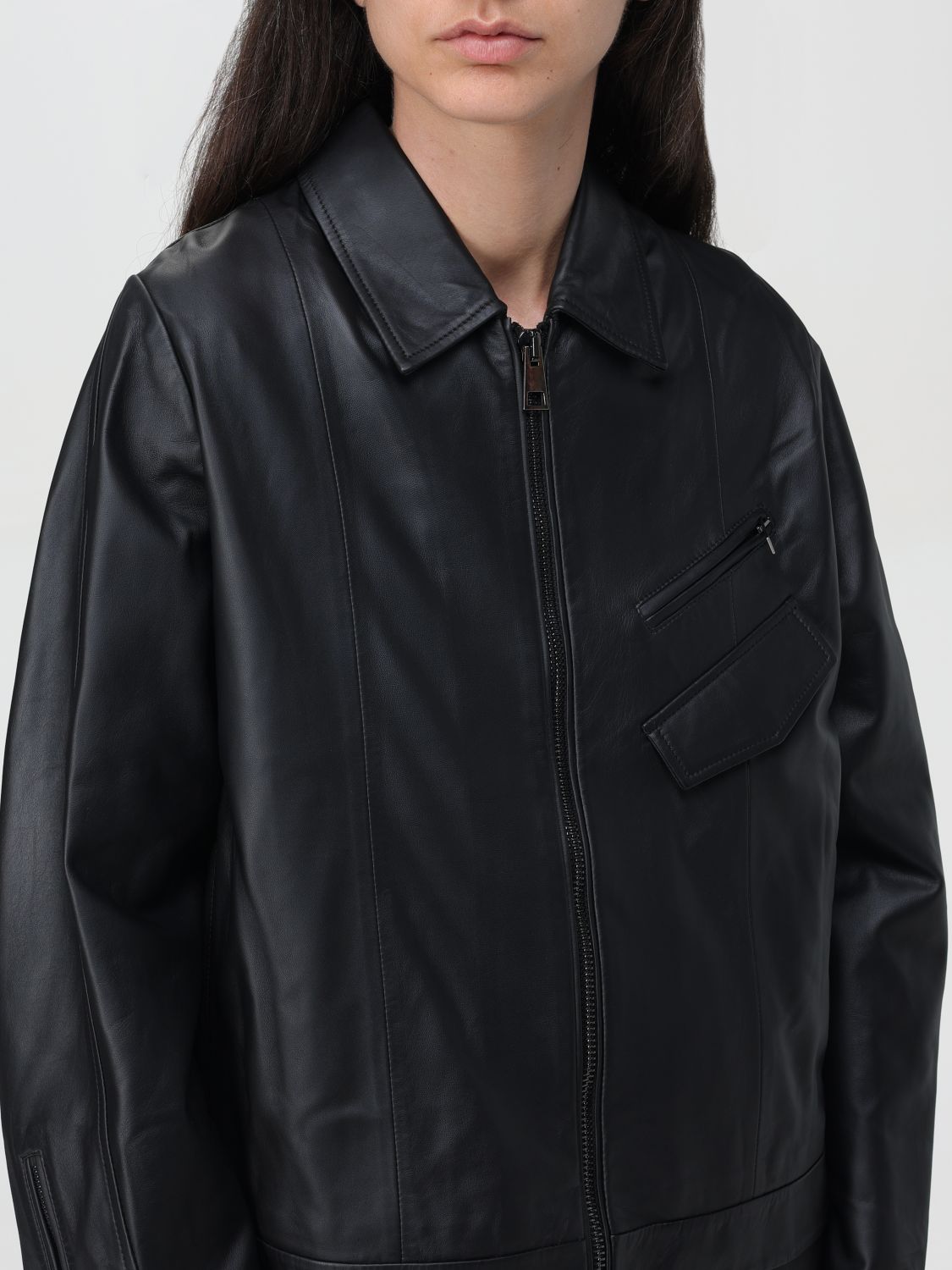Zip-up leather jacket - Black