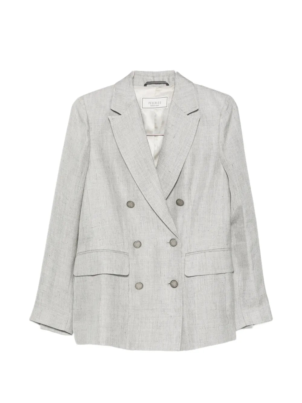 Double-Breasted Linen Blazer — Light Grey