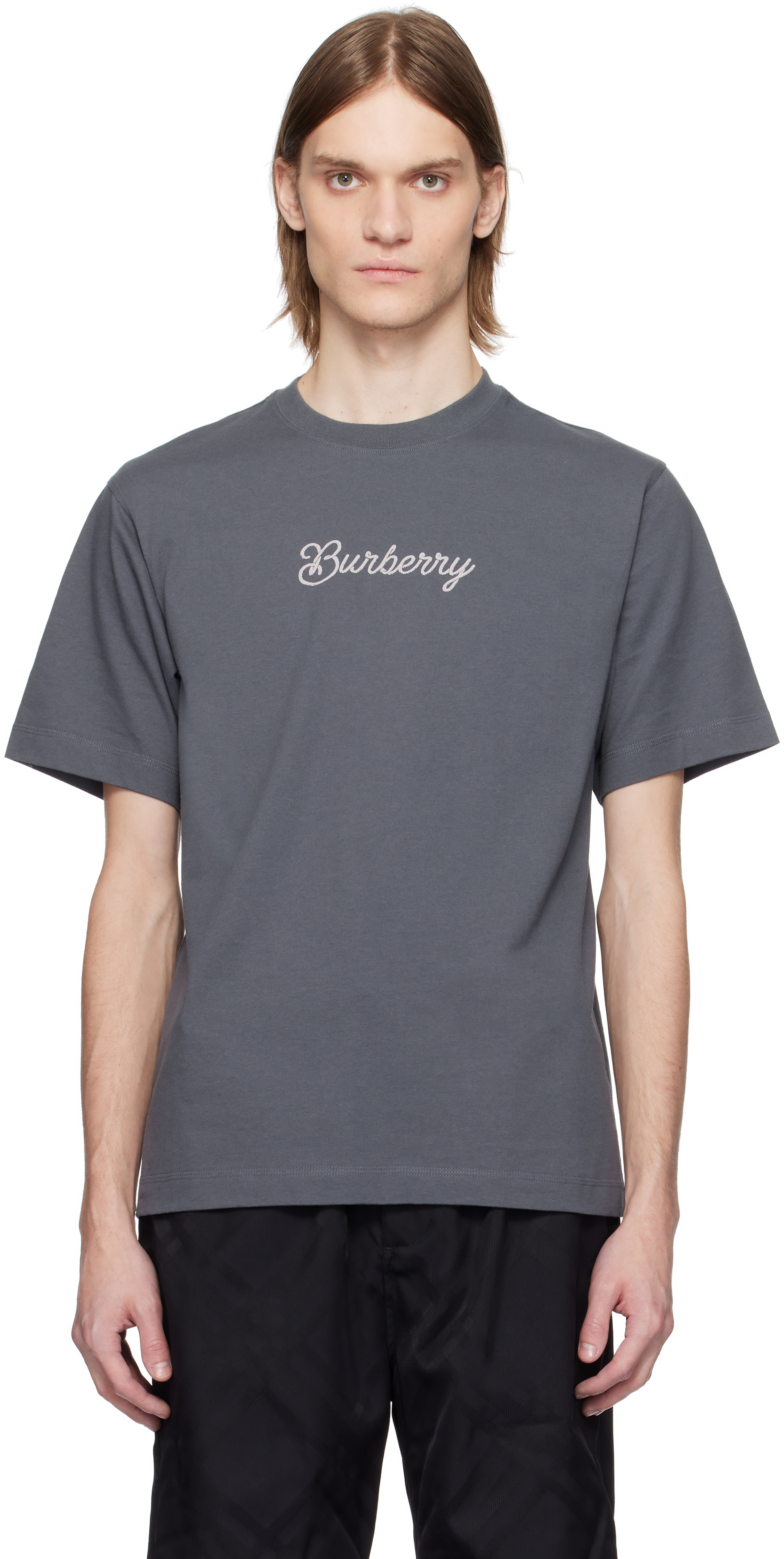 Burberry Gray Surfer Knight Cotton T-shirt