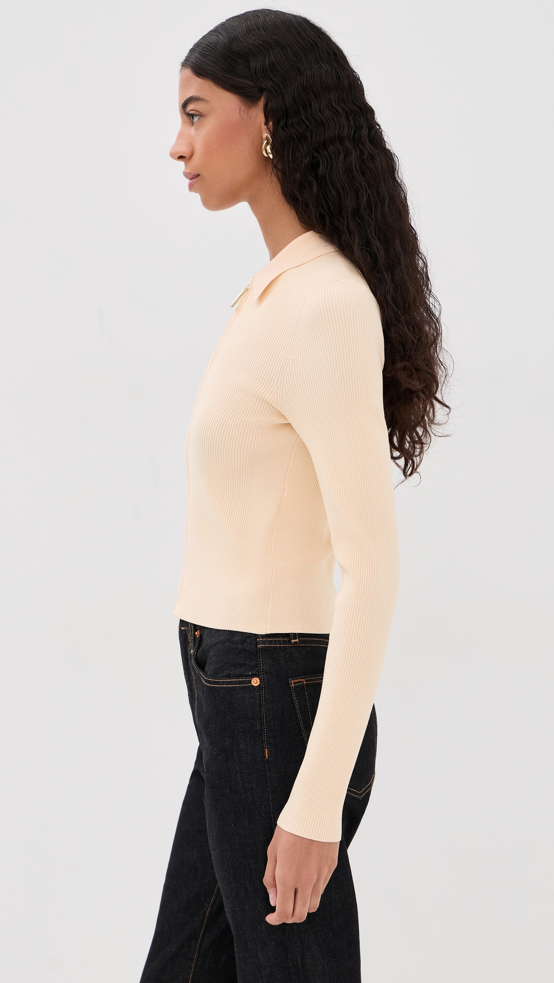 Zipped Polo Top Sandstone