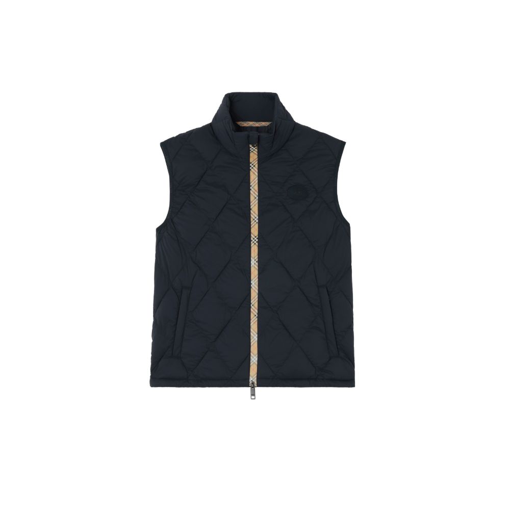 Quilted Down Vest — Navy